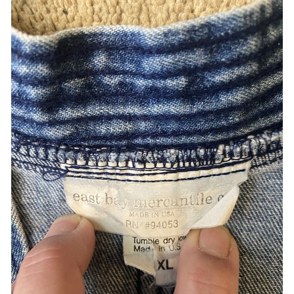 East Bay Mercantile Vintage 80’s 100% Denim Chore Smock Made In USA Size XL - Picture 10 of 16